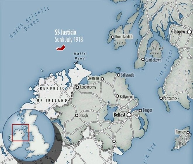 Фото британского военного лайнера затонувшего 99 лет назад